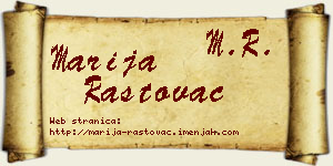 Marija Rastovac vizit kartica